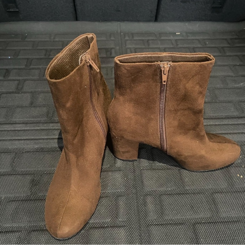 Christian Siriano Suede Brown Ankle Boots